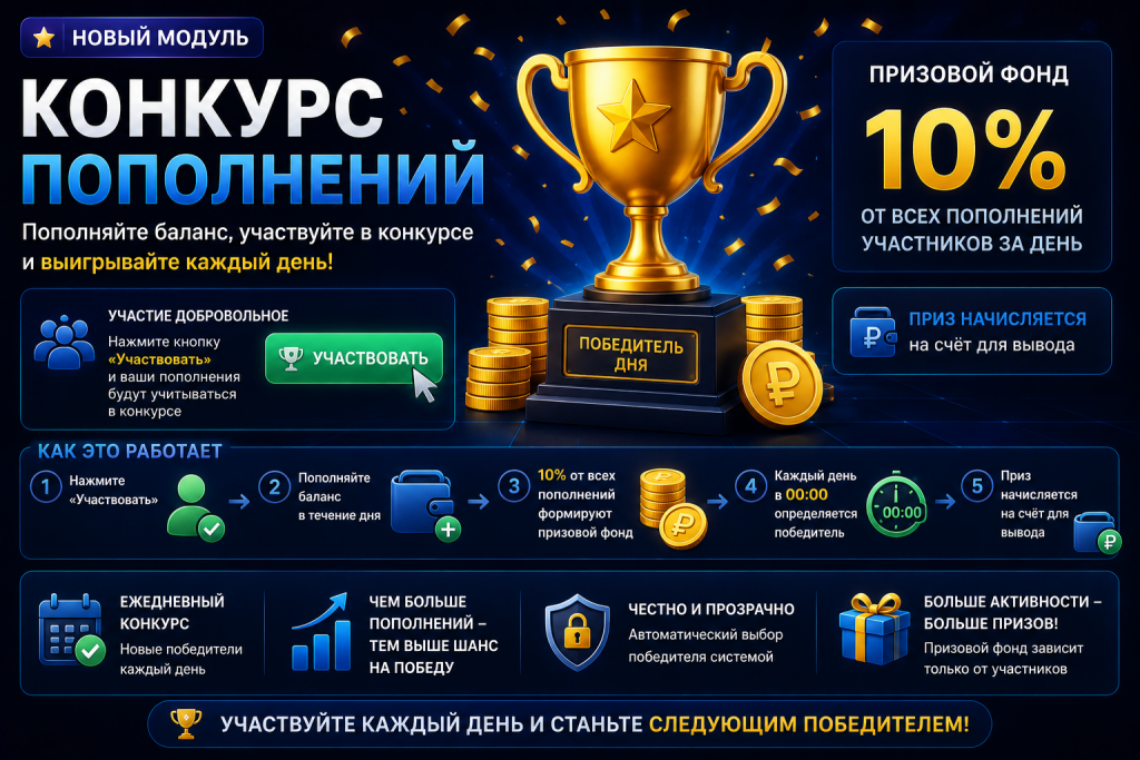 🏆 Запускаем ежедневный конкурс пополнений
